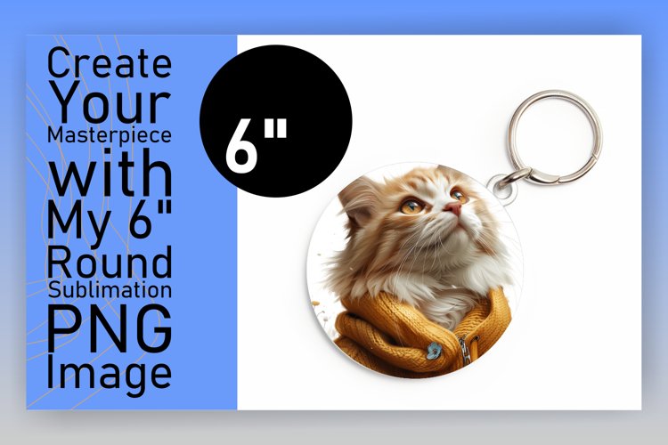 Funny Feline Charm Sublimation Circle Design Keychain