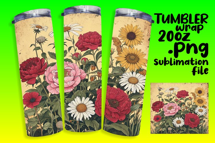 Timeless Vintage Flower Tumbler Wrap - 20oz Joy
