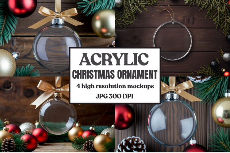 Acrylic Christmas Ornament Mockups | Clear Holiday Ornament