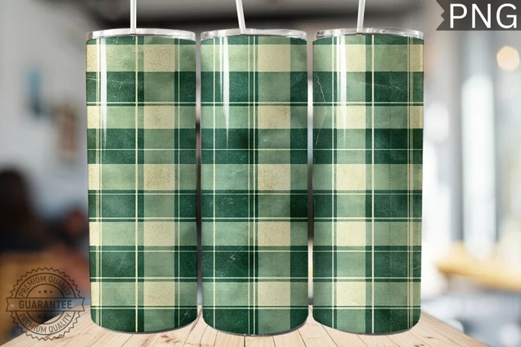 Green Plaid Tumbler Wrap - High Quality 300 Dpi