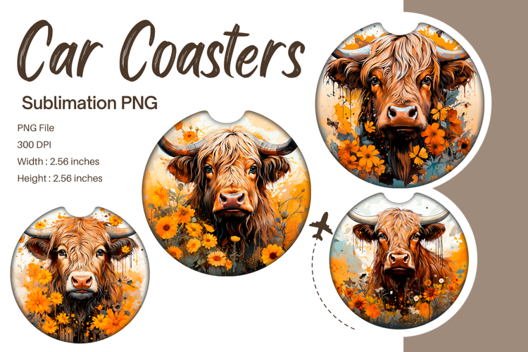 Highland Cow Car Coasters Accessories Western Keychain_85