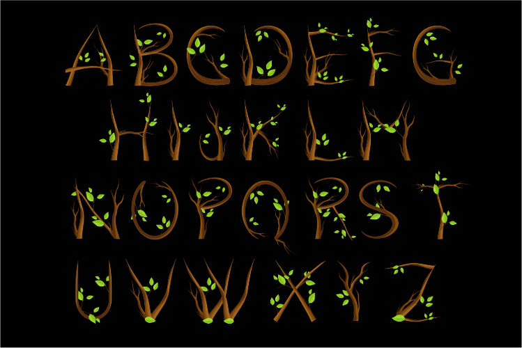 Wooden Branch Vector Alphabet