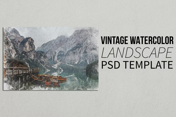 Vintage Watercolor Landscape - Photoshop Template