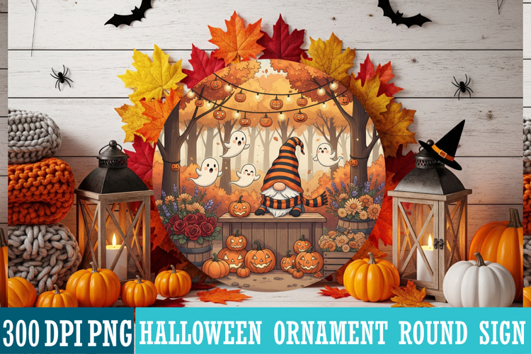 Halloween Ornaments Round Sign PNG, Halloween Round Sign PNG