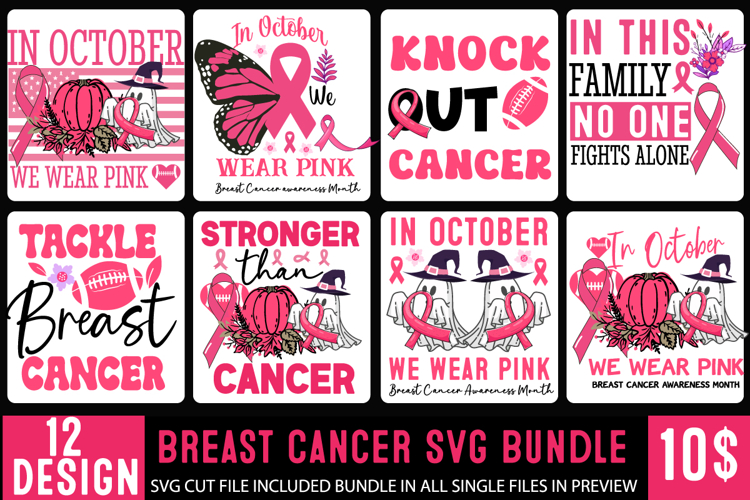 Breast Cancer SVG Bundle,Breast Cancer Pink SVG Bundle