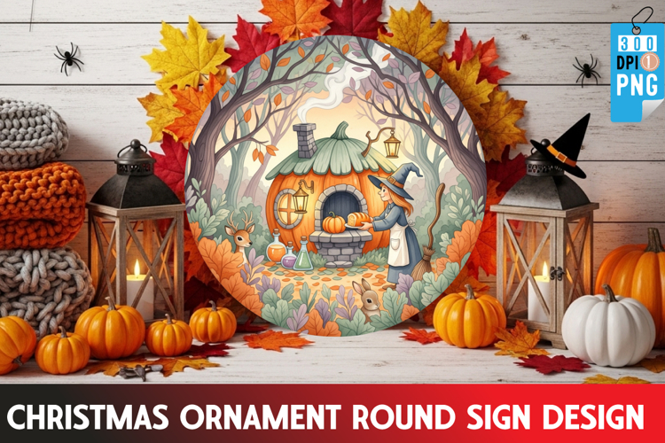 Halloween Ornaments Round Sign PNG, Halloween Round Sign PNG