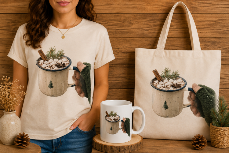 Vintage Enamel Camping Mug Christmas Hot Cocoa Photo