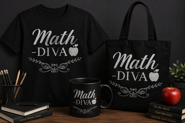 Math Teacher Diva PNG | Teacher Appreciation School Design example image 1