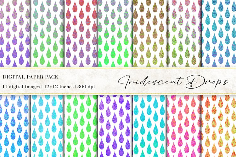 Iridescent Drops Digital Papers example image 1