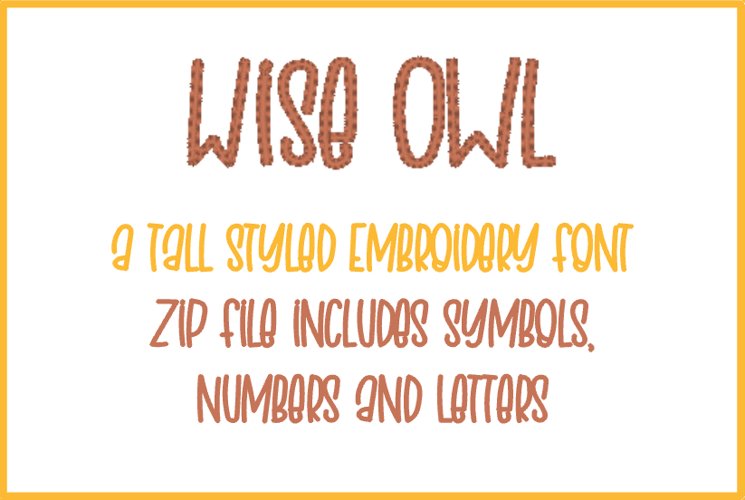 WISE OWL EMBROIDERY FONT example image 1