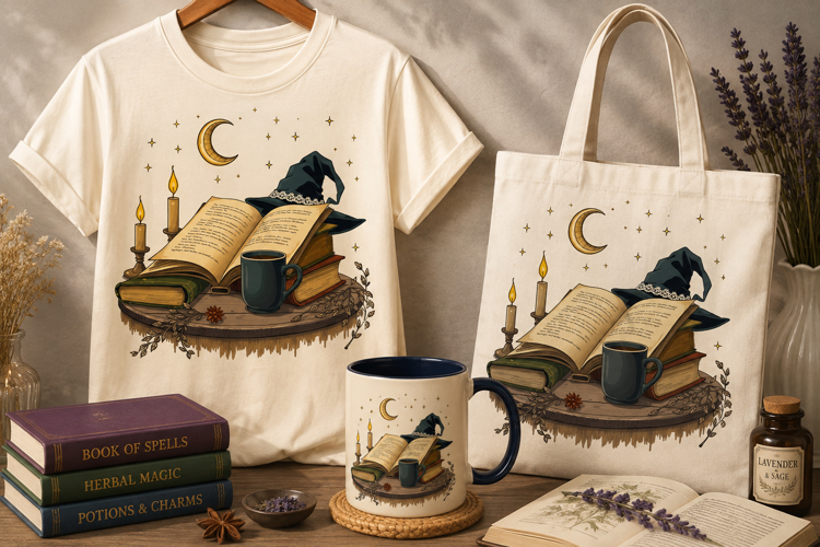 Witch Books PNG | Cozy Halloween Reading & Magic Clipart