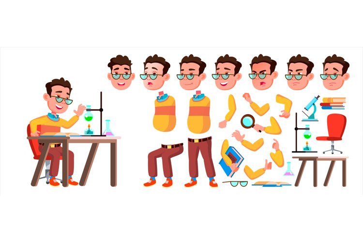 Boy Schoolboy Kid Vector. High School Child. Animation