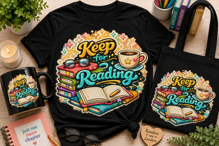 Keep Reading PNG | Cute Book Lover Teacher Reading Design