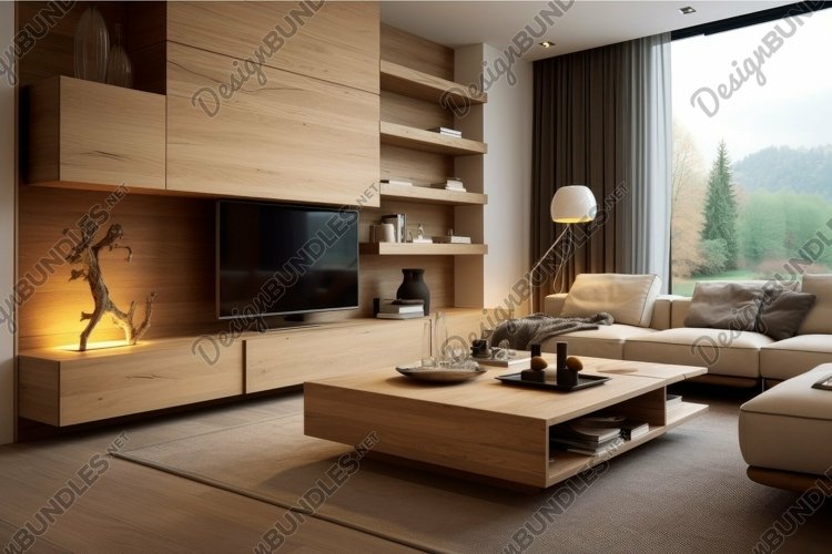 Modern living room with elegant wooden design