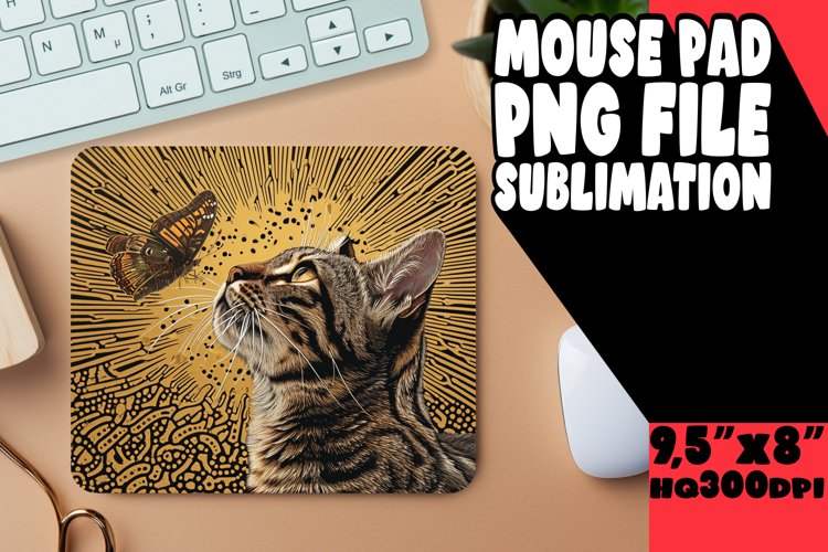 Enchanting Feline Sublimation Mouse Pad example image 1