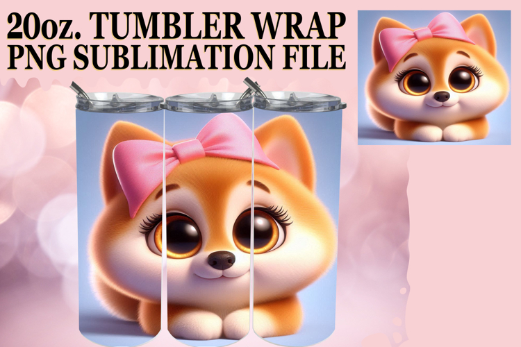 Heartfelt Sublimation 20oz tumbler wrap, 3D Dog