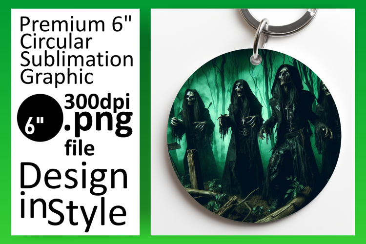 Artistic Keychain Circle Design PNG , Horror Halloween