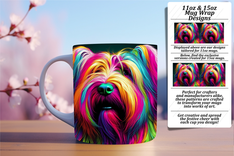 Sublimation 15oz Mug Wrap Png Design , Dog