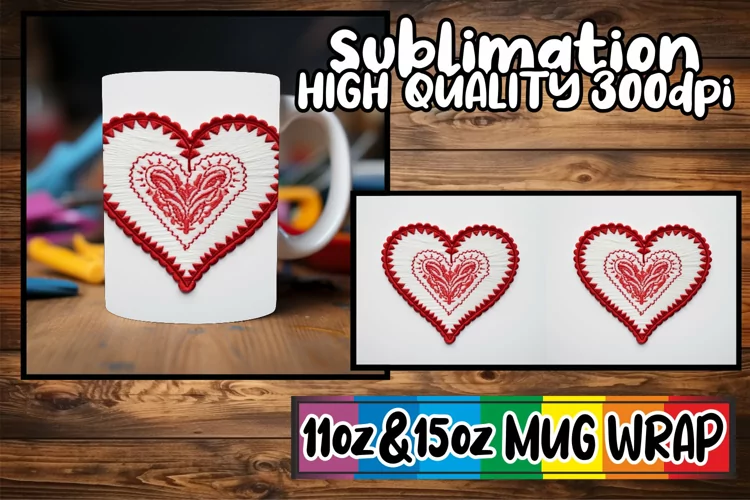 3D Embroidered Valentine's Charm Mug - 11oz/15oz