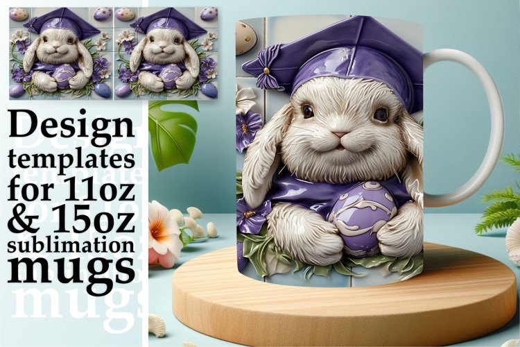 Cheerful Springtime Bunny Mug Design 15oz
