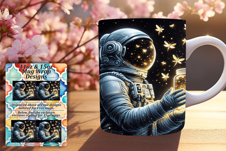 Elegant 15oz Mug Wrap Png Artwork , Astronaut
