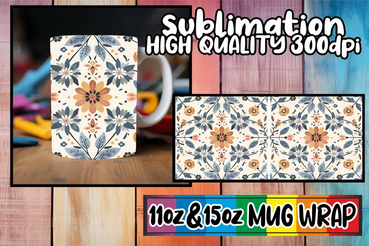 Colorful Abstract Springtime Mug Wrap 11oz 15oz Sublimation