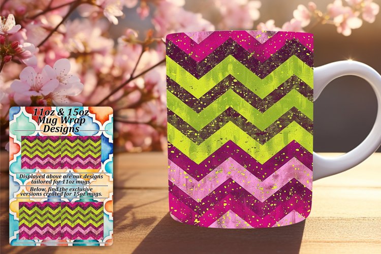 Vibrant Glittery Stripe Mug 11oz/15oz Wrap for Sublimation