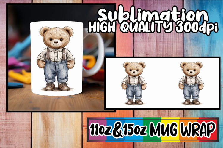 Refreshing spirit 11oz 15oz mug wrap, Teddy Bear