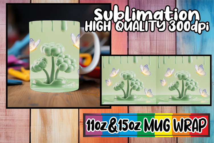 Joyful vibes 11oz 15oz sublimation wrap, 3D Flowers