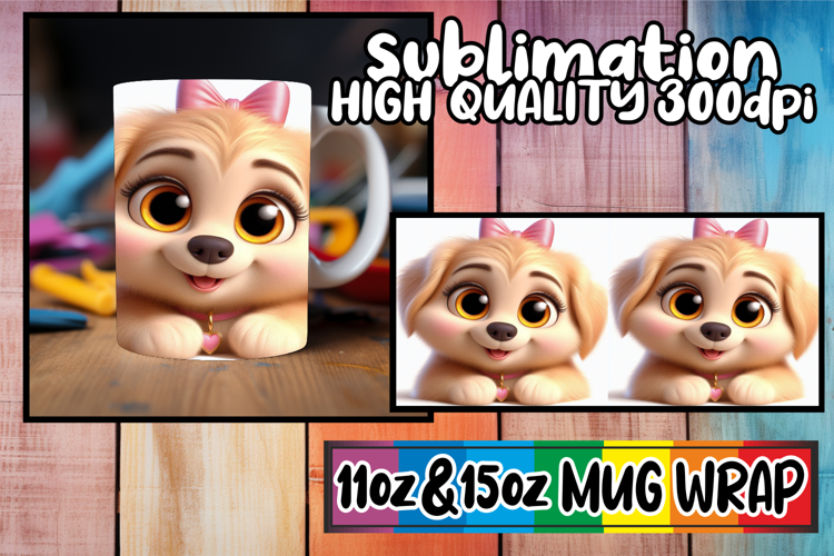 Happy journeys sublimation mug wrap, 3D Dog