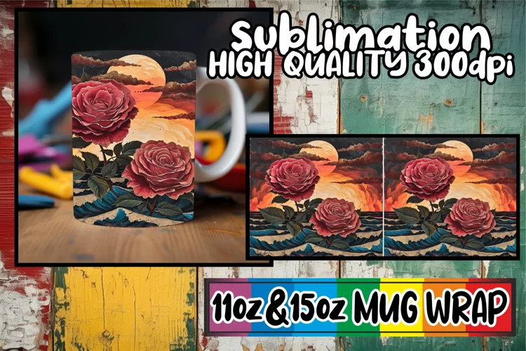 Nostalgic Blossom Delight: Spring Mug Wrap Sublimation