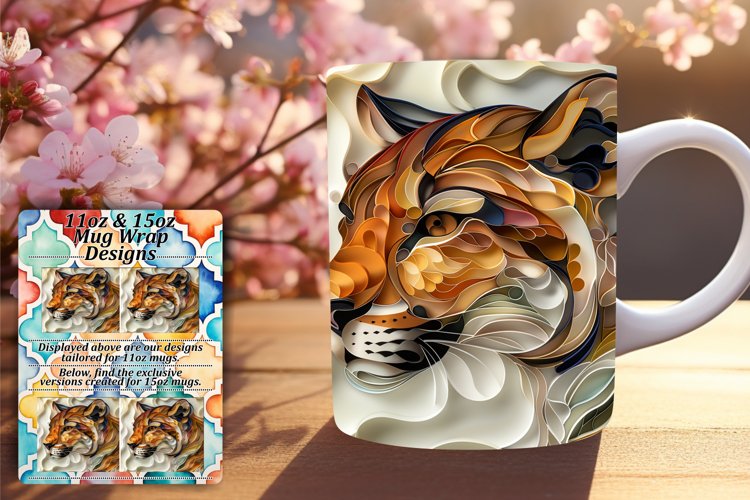 Feline Finesse: 3D Cat Mug Wrap - Sublimation 11oz/15oz