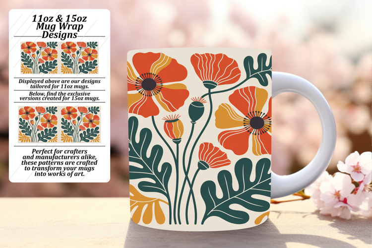 Sophisticated 15oz Png Mug Wrap , Flowers
