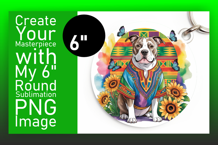 Artful Round Design for Keychains , Cute Dog