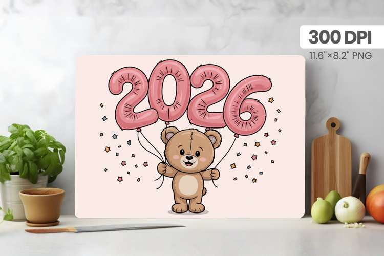 Happy New Year Cutting Board PNG Festive New Years Eve 2026