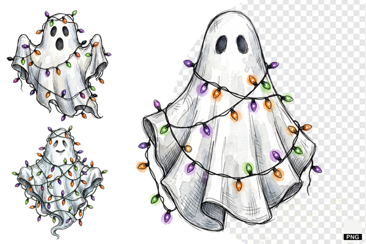 Ghosts & Halloween Lights PNG