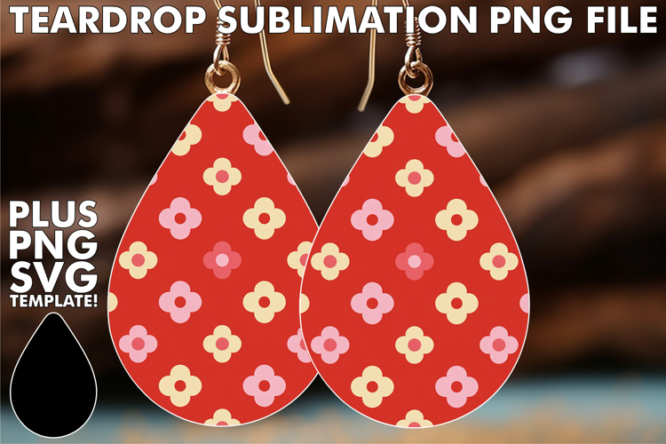 ENCHANTED Teardrop Earrings PNG, Valentines Pattern