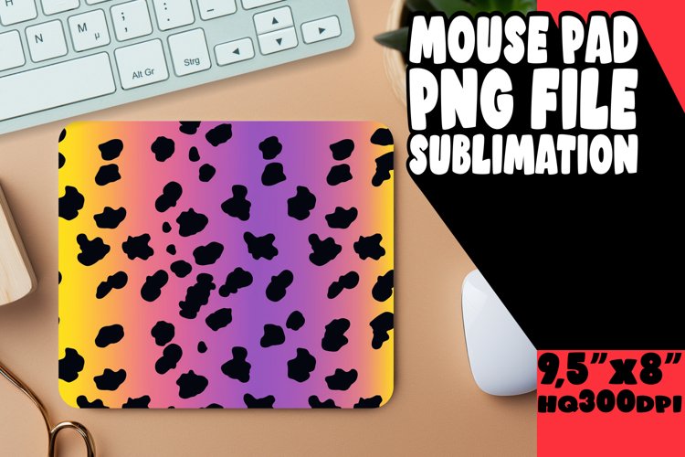 Colorful Gradient Leopard Mouse Pad Abstract