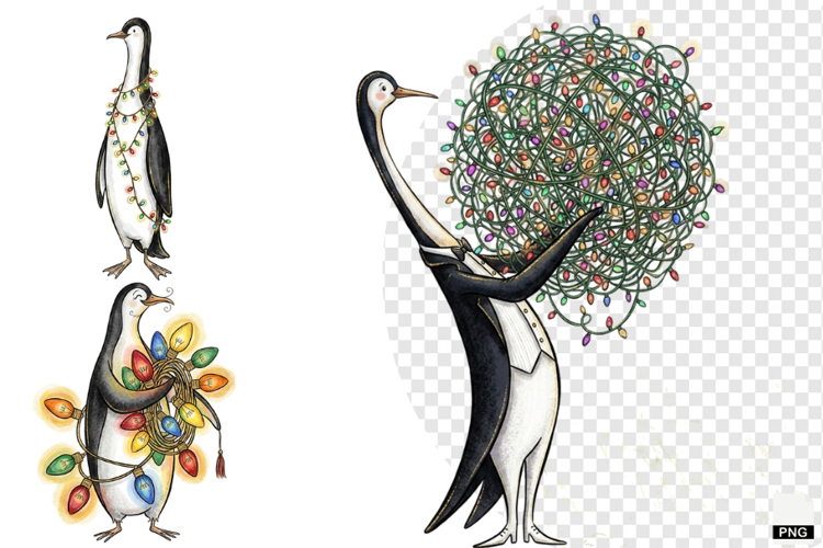 Whimsical Christmas Penguin PNG