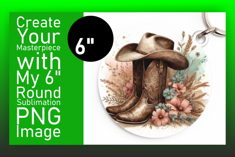 Sophisticated Round Design Keychain Template , Western