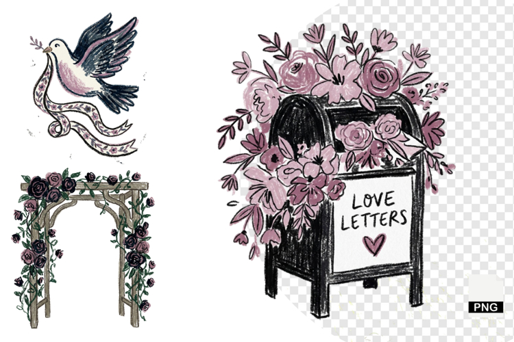 Goth Wedding Night Clipart example image 1