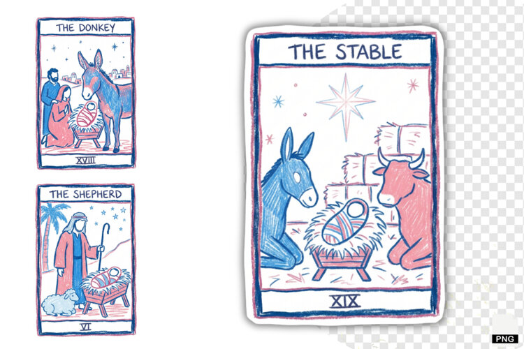 Christmas Nativity Tarot Cards PNG example image 1