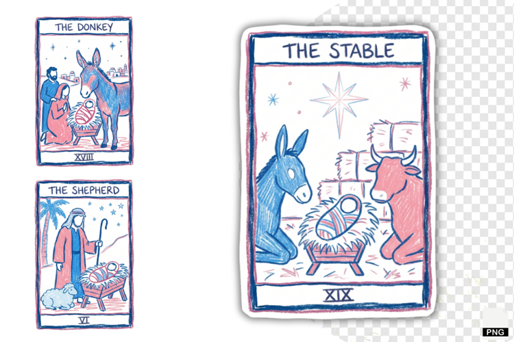 Christmas Nativity Tarot Cards PNG