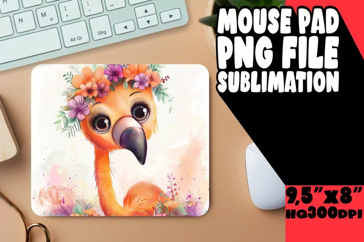 Watercolor Flamingo Mouse Pad Spring Design