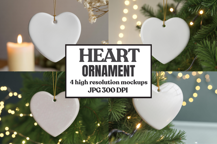 Christmas Love Heart Ornament Mockup | Holiday Hanging
