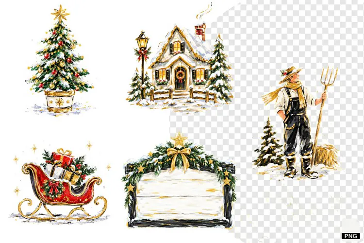Christmas Farmhouse Clipart