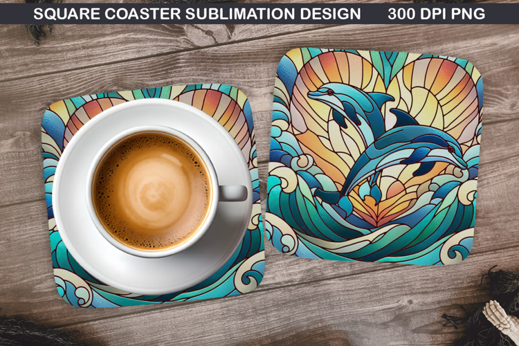 Dolphin Coaster Sublimation, Valentine Coaster PNG Design