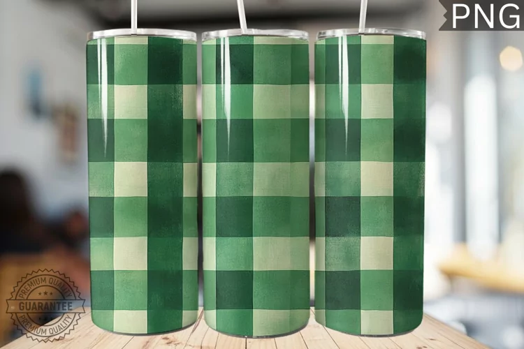 Green Plaid Tumbler Wrap - High Quality 300 Dpi