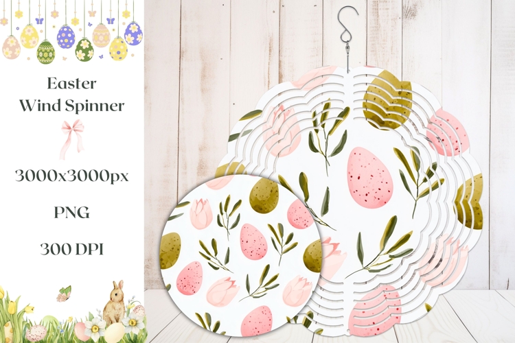 Watercolor Easter Wind Spinner Design, Floral Wind Spinner