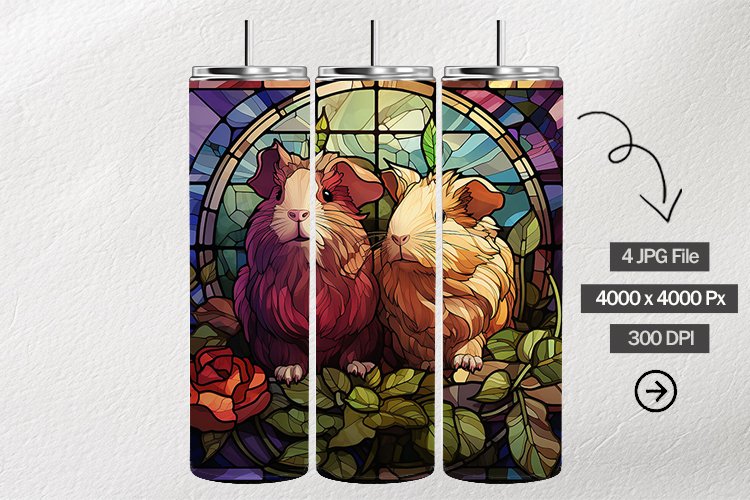 Guinea Pig Stained Glass Square Coaster - 04 Variations example image 1